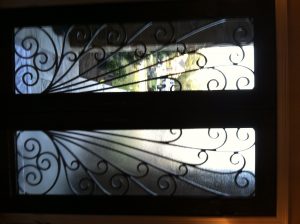 clear hammered film – before & after front door